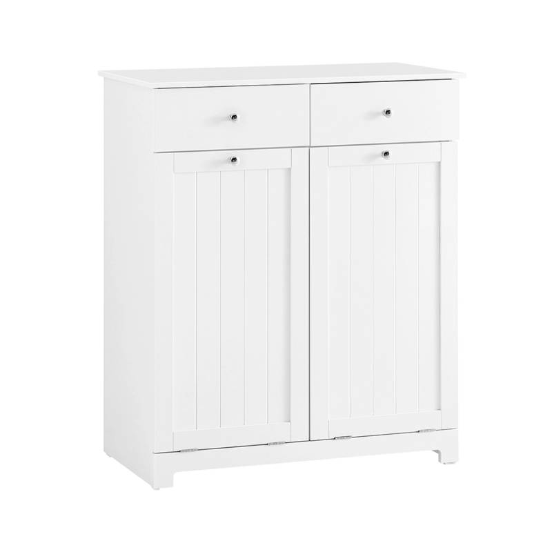 SoBuy Badschrank mit 2 Wäschesäcken Wäscheschrank Wäschesammler Weiß 78x90x38cm BZR33-II-W von SoBuy