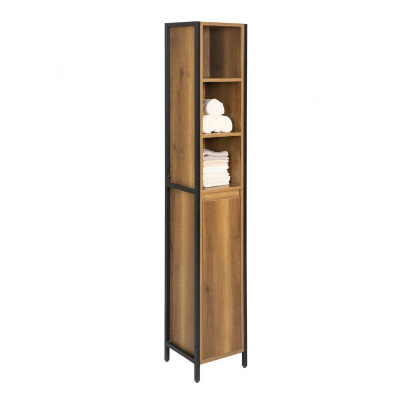SoBuy Badschrank mit 3 offenem Fächern und 1 Tür Holz Metall Braun BZR62-PF SoBuy Badschrank mit 3 offenem Fächern und 1 Tür Holz Metall Braun BZR62-PF von SoBuy