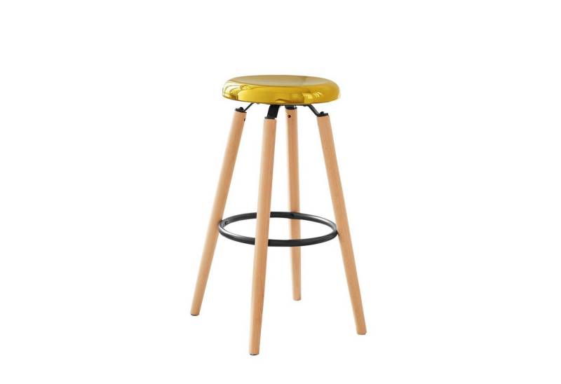 SoBuy Barhocker FST89, Design Barhocker mit Fußstütze Barstuhl Tresenhocker Hochhocker Frühstücksstuhl Beine aus Buche Golden von SoBuy