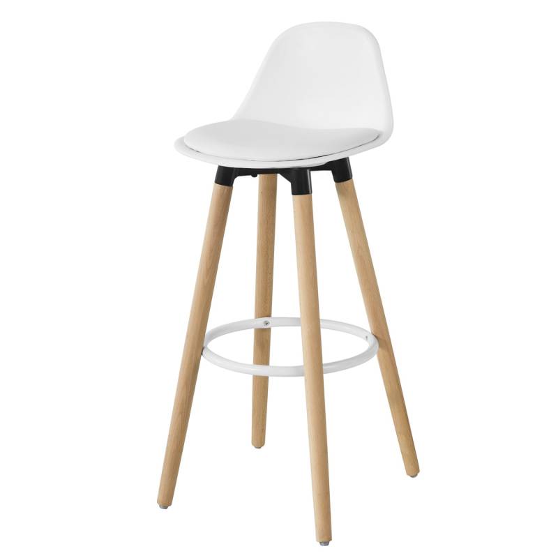 SoBuy Barhocker mit Fußstütze Barstuhl mit Rücklehne Weiß FST70-W von SoBuy