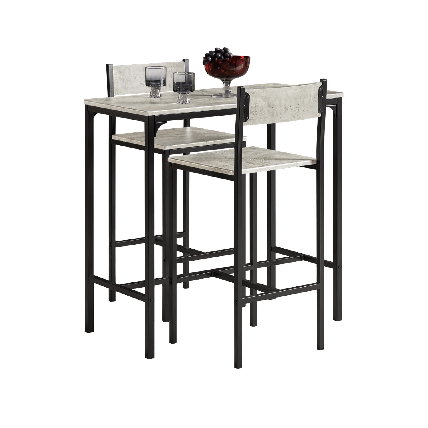 SoBuy Bartisch Set mit 2 Barhockern Holz Metall Grau Schwarz OGT03-HG SoBuy Bartisch Set mit 2 Barhockern Holz Metall Grau Schwarz OGT03-HG von SoBuy