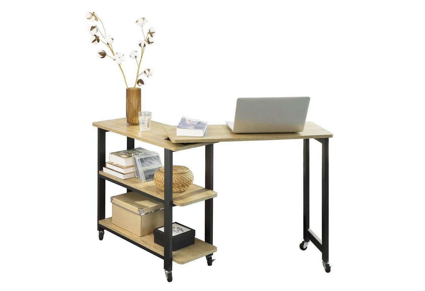 SoBuy Beistelltisch FWT83, mit 2 Ablagen Sofatisch mit Rollen Couchtisch Eckschreibtisch SoBuy Beistelltisch FWT83, mit 2 Ablagen Sofatisch mit Rollen Couchtisch Eckschreibtisch von SoBuy