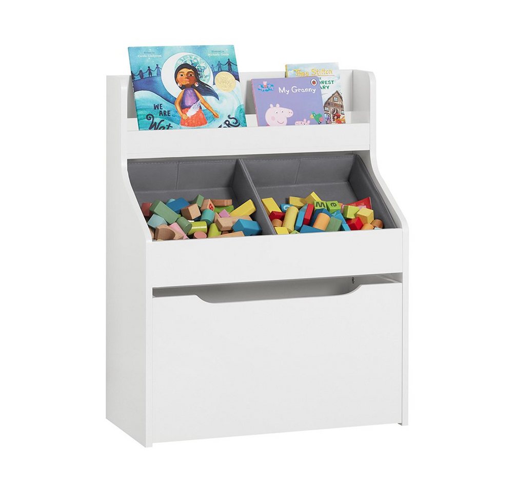 SoBuy Bücherregal KMB71, Kinderregal mit 2 Stoffboxen Aufbewahrungsregal Kinderzimmer von SoBuy