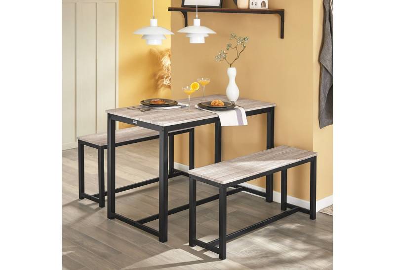 SoBuy Essgruppe OGT25, (3-tlg), 3-teilig Essgruppe Esstisch mit 2 Sitzbänke Küchentisch-Set von SoBuy