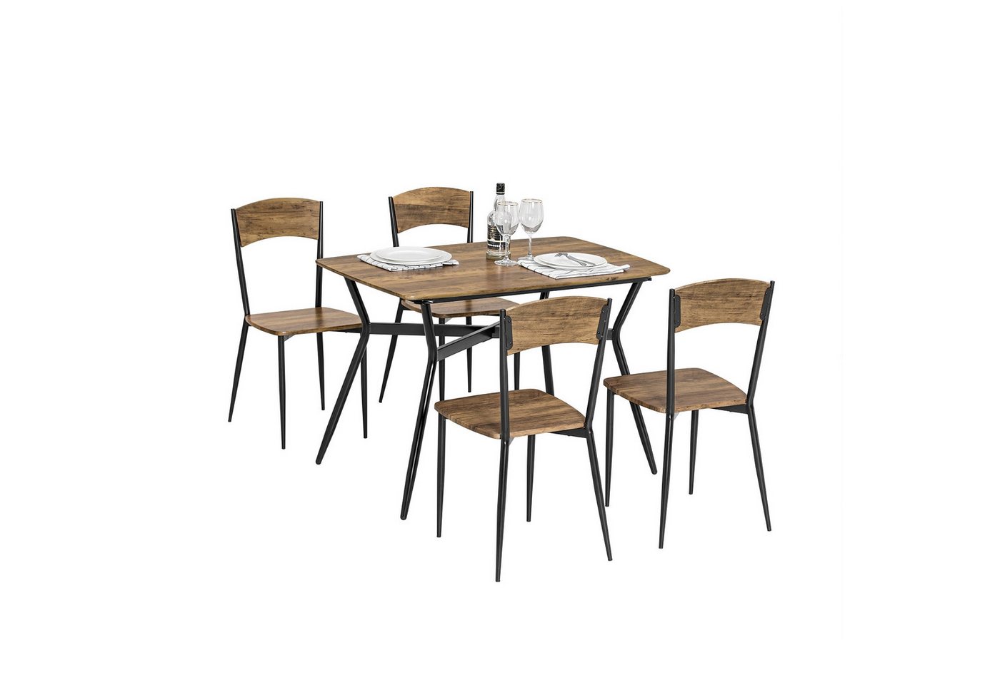 SoBuy Essgruppe OGT49, Esstisch mit 4 Stühlen Bistrotisch Stehtisch Küchentisch Bartisch-Set von SoBuy