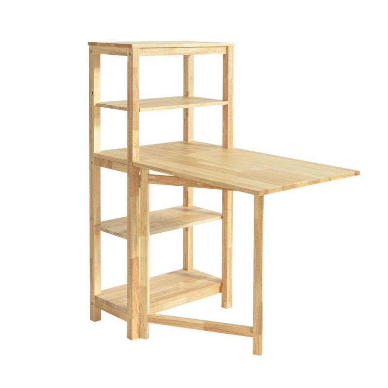 SoBuy Esszimmertisch mit Regal klappbar Kautschukholz Natur FWT70-N von SoBuy