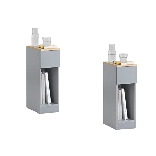 SoBuy 2er Set Nachttisch schmal Nachtschrank Beistelltisch mit Schublade und Ablage Nachtkästchen Nightstand für Schlafzimmer Wohnzimmer Hellgrau B20 x T35 x H60 cm FBT111-HGx2 SoBuy 2er Set Nachttisch schmal Nachtschrank Beistelltisch mit Schublade und Ablage Nachtkästchen Nightstand für Schlafzimmer Wohnzimmer Hellgrau B20 x T35 x H60 cm FBT111-HGx2 von SoBuy