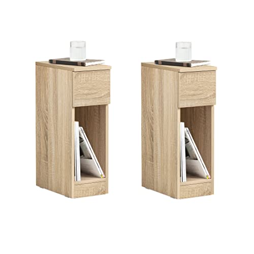 SoBuy 2er Set Nachttisch schmal Nachtschrank Beistelltisch mit Schublade und Ablage Nachtkästchen Nightstand für Schlafzimmer Wohnzimmer Natur B20 x T35 x H60 cm FBT111-Nx2 SoBuy 2er Set Nachttisch schmal Nachtschrank Beistelltisch mit Schublade und Ablage Nachtkästchen Nightstand für Schlafzimmer Wohnzimmer Natur B20 x T35 x H60 cm FBT111-Nx2 von SoBuy