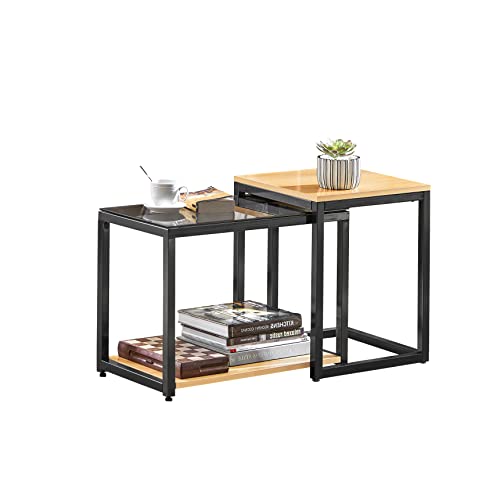 SoBuy FBT35-SCH 2er Set Couchtisch Satztische Beistelltisch Sofatisch Kaffeetisch von SoBuy