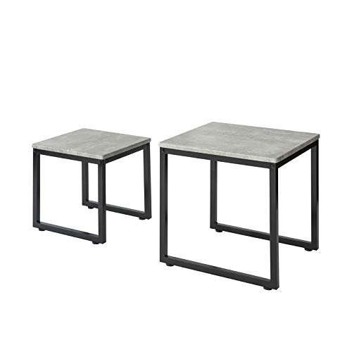 SoBuy FBT42-HG 2er Set Couchtisch Beistelltisch 2-teilig Satztisch Sofatisch Kaffeetisch Tisch-Set grau von SoBuy