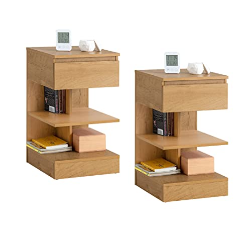 SoBuy 2er Set Nachttisch schmal, Nachtschrank mit 1 Schublade und 2 Ablagen, Moderner Beistelltisch, Aufbewahrungsschrank für das Schlafzimmer, Bedside Table B39 x T39 x H65 cm Natur FBT49-Nx2 SoBuy 2er Set Nachttisch schmal, Nachtschrank mit 1 Schublade und 2 Ablagen, Moderner Beistelltisch, Aufbewahrungsschrank für das Schlafzimmer, Bedside Table B39 x T39 x H65 cm Natur FBT49-Nx2 von SoBuy