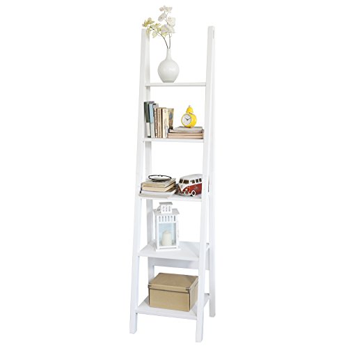 SoBuy FRG101-W Wandregal Leiterregal Badregal Standregal Bücherregal mit fünf Böden weiß BHT ca: 44x180x39cm von SoBuy