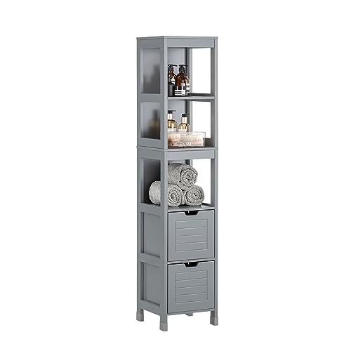 SoBuy FRG126-SG Hochschrank für Bad Badregal mit Fußpolster Badezimmer Badmöbel dunkelgrau BHT ca.: 30x145x30cm von SoBuy