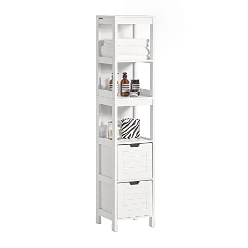 SoBuy FRG126-W Hochschrank für Bad Badmöbel Badezimmer Badregal mit Fußpolster weiß BHT ca.: 30x144x30cm von SoBuy