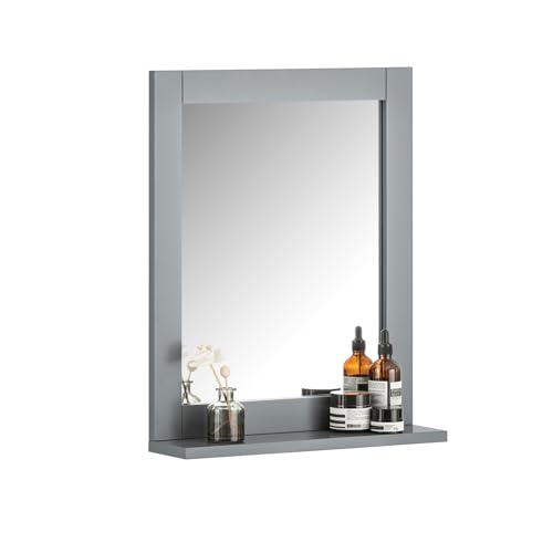 SoBuy Bad Hängeschrank mit Spiegel Wandregal Badschrank Hängend mit Ablage für Badezimmer Wandmontage Badspiegel Wandmontage 40x49x10cm FRG129-SG von SoBuy
