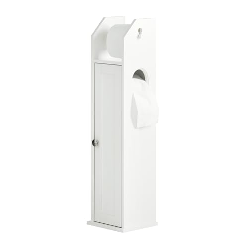 SoBuy FRG135-W Freistehend Toilettenrollenhalter Badregal Standschrank Seitenschrank weiß BHT ca. 20x78,5x18cm von SoBuy