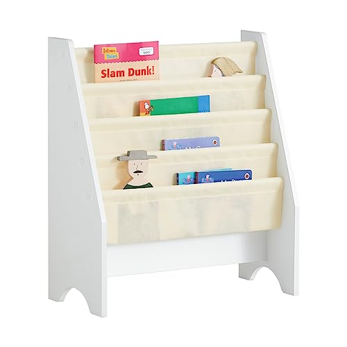 SoBuy FRG225-W Kinder-Bücherregal Hängefächerregal Zeitungsständer mit 4 Ablagefächern Büchergestell BHT ca: 62x71x29cm von SoBuy