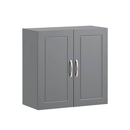 SoBuy FRG231-DG Hängeschrank Badschrank mit Zwei Türen Küchenschrank Medizinschrank Wandschrank Badmöbel Bunkelgrau BHT ca: 60x60x30cm von SoBuy