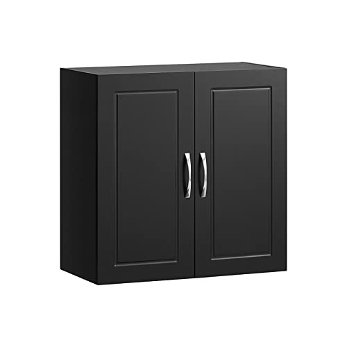 SoBuy FRG231-SCH Hängeschrank Badschrank mit Zwei Türen Küchenschrank Medizinschrank Wandschrank Badmöbel Schwarz BHT ca: 60x60x30cm von SoBuy