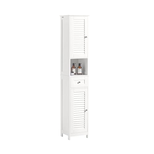 SoBuy® FRG236-W Badezimmer-Hochschrank Badregal Badschrank Badmöbel mit 1 offenem Fach, 1 Schublade und Türen, weiß BHT ca: 32X170X30cm von SoBuy