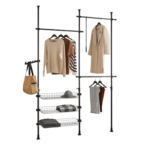 SoBuy Regalsystem mit 3 Kleiderstangen und 3 Körben Teleskop Garderoben System Verstellbares Ordnungssystem FRG34-SCH SoBuy Regalsystem mit 3 Kleiderstangen und 3 Körben Teleskop Garderoben System Verstellbares Ordnungssystem FRG34-SCH von SoBuy