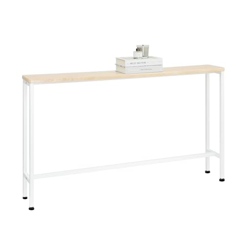 SoBuy Konsolentisch Schmal Flurtisch – Konsolentische Fürs Wohnzimmer, Metall Sideboard, Robustes Design – Ideal für Flur Möbel, Büro – Natur & Schwarz, 120x65x20cm, FSB19-Z von SoBuy