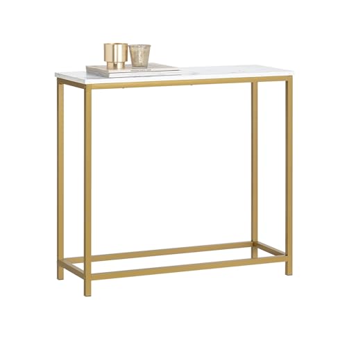 SoBuy FSB29-G Konsolentisch mit goldenem Metallrahmen Flurtisch Dekotisch Sideboard Beistelltisch Wohnzimmer Eingangsbereich BHT ca: 80x75x30cm von SoBuy