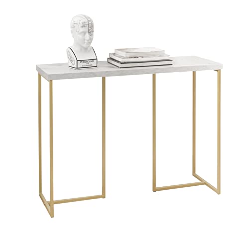 SoBuy FSB58-G Konsolentisch mit goldenem Metallrahmen Flurtisch Dekotisch Sideboard Beistelltisch Wohnzimmer Eingangsbereich BHT ca: 100x75x36cm von SoBuy