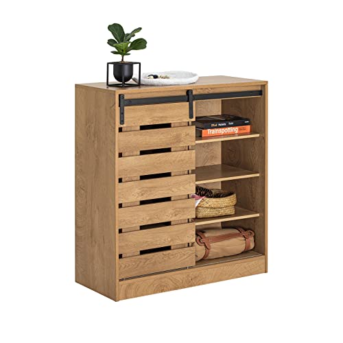 SoBuy FSB65-N Sideboard Schuhschrank mit Schiebetür Kommode Schrank Küchenschrank Flurschrank Lowboard Aufbewahrungsschrank Buffet Natur BHT ca.: 80x89x35cm von SoBuy