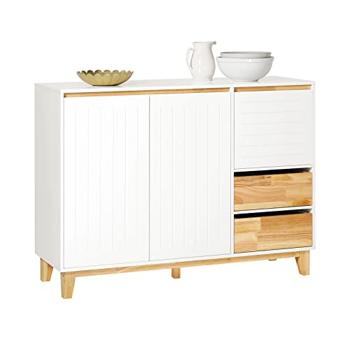 SoBuy FSB75-WN Sideboard Küchenschrank Kommode Schrank Flurschrank Buffet Schuhschrank Küchekommode Aufbewahrungsschrank TV-Schrank Weiß-Natur BHT ca.: 120x90x40cm von SoBuy