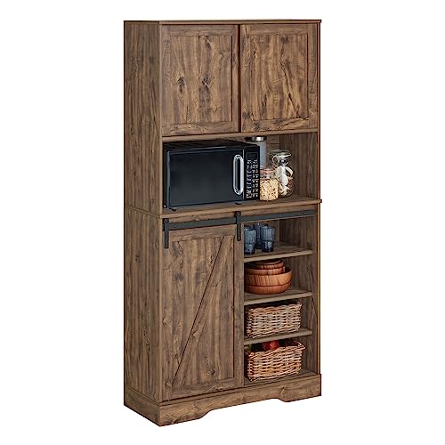 SoBuy FSB83-N Buffetschrank Sideboard mit Schiebetür Kommode Küchenschrank Flurschrank Hochschrank Mikrowellenschrank Aufbewahrungsschrank BHT ca. 80x170x34cm von SoBuy