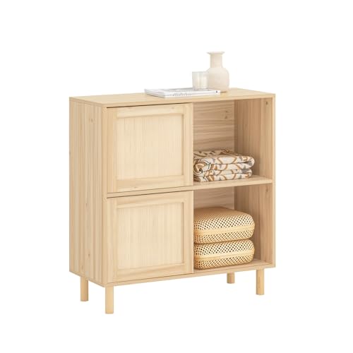 SoBuy FSB87-N Sideboard mit Schiebetüren Kommode Schrank Küchenschrank Flurschrank Beistellschrank Lowboard TV-Schrank Natur BHT ca. 80x87x35cm von SoBuy