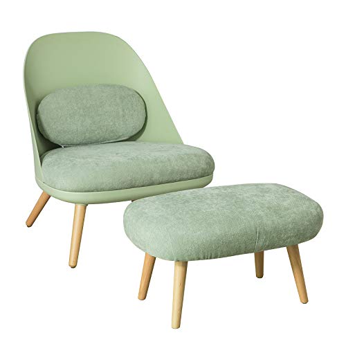 SoBuy FST63-GR Einzelsessel mit Hocker und Rückenkissen Relaxsessel Loungesessel Fernsehsessel Lesesessel mit Massivholzfüßen Mintgrün von SoBuy