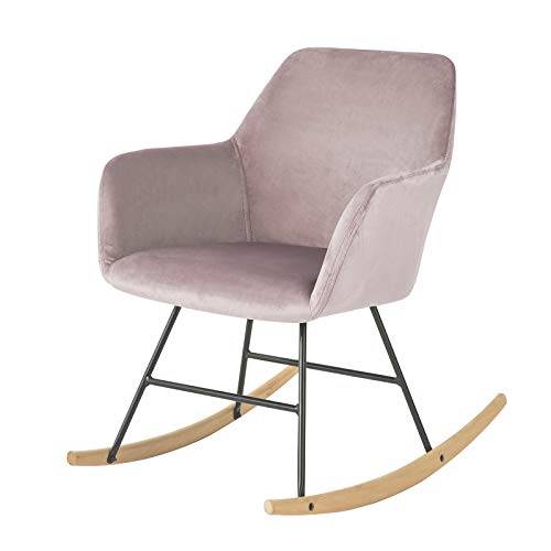 SoBuy FST68-P Schaukelsessel Schaukelstuhl Relax Stuhl Sessel aus Samt und Buche Pink Belastbarkeit: 150kg von SoBuy