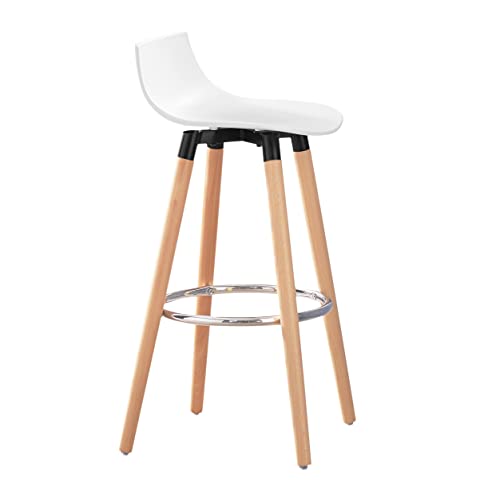 SoBuy FST86-W Barhocker mit Fußstütze Barstuhl Tresenhocker Barstuhl mit Rücklehne weiß Beine aus Buche Beine Sitzhöhe: 70cm von SoBuy
