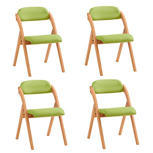 SoBuy Klappstuhl Holz gepolstert 4er Set - Ergonomischer Küchenstuhl & Esszimmerstuhl, Faltbar & Platzsparend, Fertig Montiert, Für Küche, Balkon, Büro, Grün 47,5 x 77 x 59 cm FST92-GRx4 von SoBuy