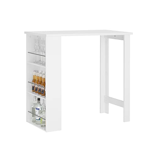 SoBuy FWT17-W Bartisch Beistelltisch Stehtisch Küchentheke Küchenbartisch mit 3 Regalfächern Tresen weiß BHT: 112x106,5x57cm von SoBuy