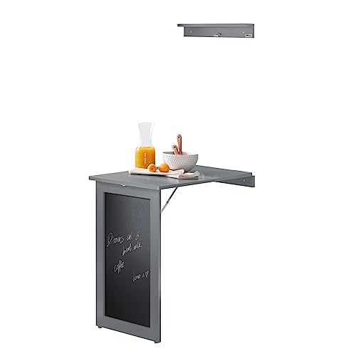 SoBuy FWT20-HG Wandtisch mit Tafel Klapptisch Esstisch Küchentisch Memoboard Hellgrau BHT ca. 50x76x75cm von SoBuy