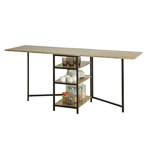 SoBuy FWT62-N klappbarer Esszimmertisch mit 3 Ablagen Klapptisch Küchentisch Holztisch Tisch Industrie-Design BHT ca.: 180x77x60cm von SoBuy