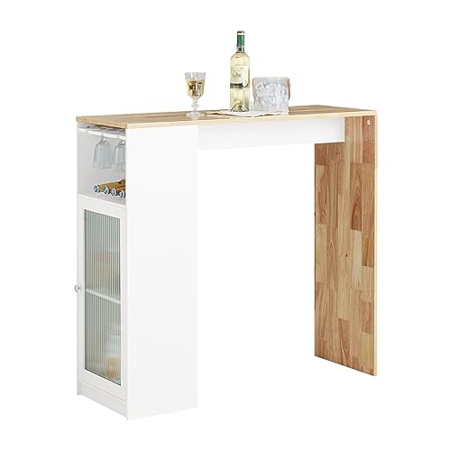 SoBuy FWT99-WN Bartisch Esstisch Balkontisch Küchentisch Bistrotisch Stehtisch Bartresen Balkontisch Beistelltisch Weiß-Natur BHT ca. 108x105x40cm von SoBuy