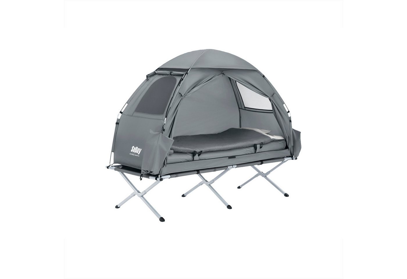 SoBuy Feldbett OGS32 Campingzelt 4in1-Zelt mit Campingliege Schlafsack Luftmatratze von SoBuy