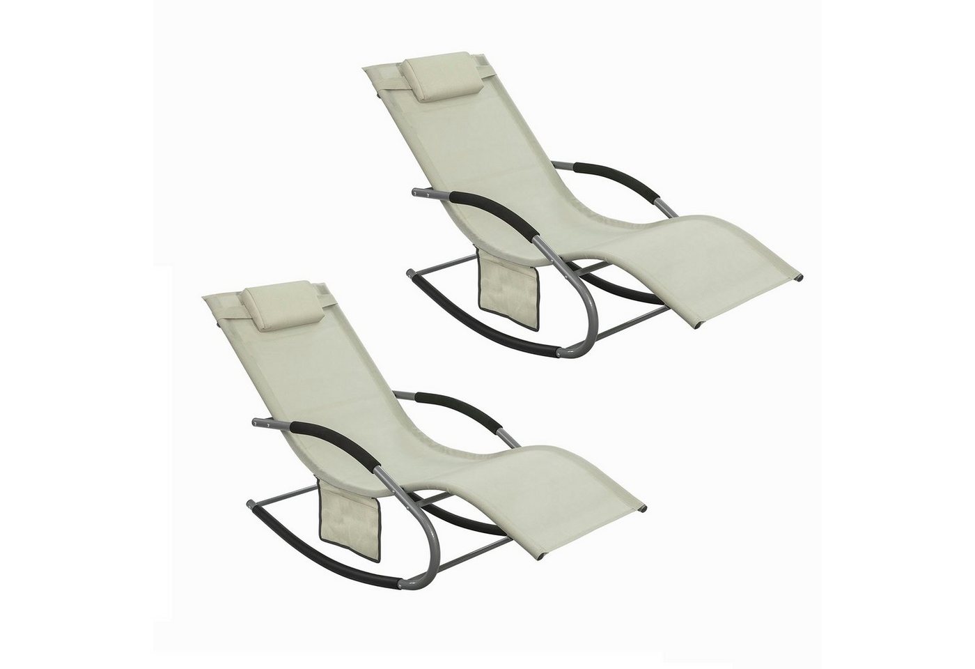 SoBuy Gartenliege OGS28x2, 2-er Set Swingliege Schaukelliege Sonnenliege Liegestuhl mit Tasche von SoBuy