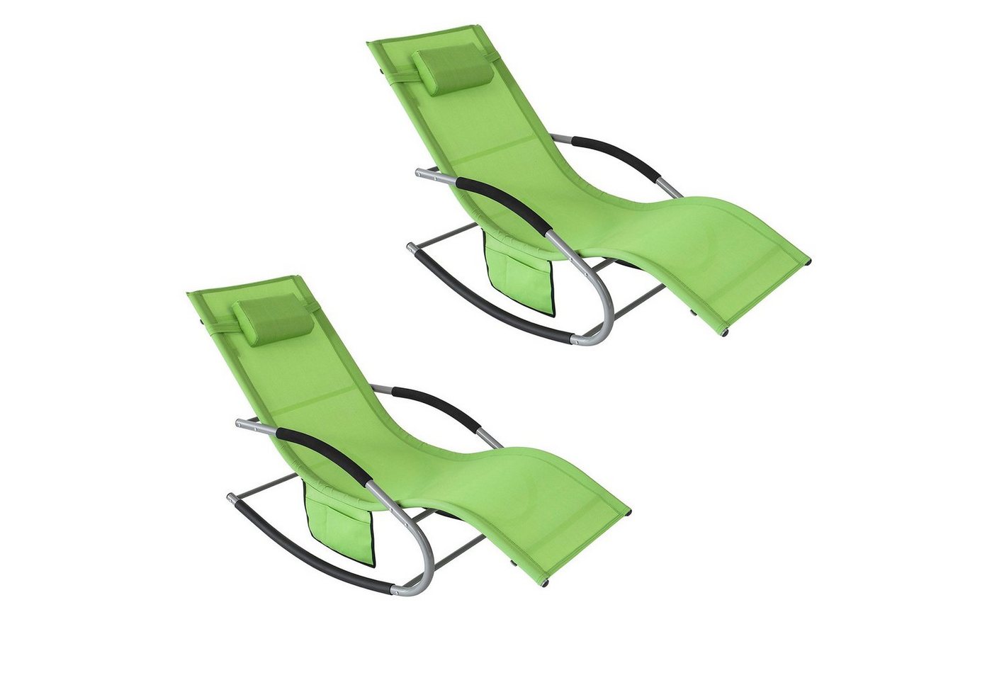 SoBuy Gartenliege OGS28x2, 2-er Set Swingliege Schaukelliege Sonnenliege Liegestuhl mit Tasche von SoBuy