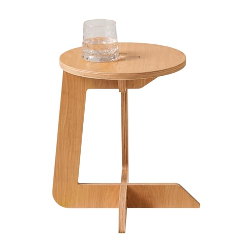 SoBuy HFBT02-K-N Beistelltisch mit Zapfenverbindungen Kaffeetisch rund Couchtisch mit C-förmiger Fuß Telefontisch Nachtschrank Nachttisch Balkontisch Sofatisch Natur BHT ca. 37x38x37cm von SoBuy