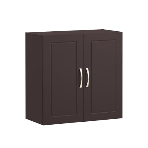 SoBuy Hängeschrank Badschrank mit Zwei Türen Küchenschrank Medizinschrank Wandschrank Badmöbel Braun BHT ca. 60x60x30cm FRG231-BR von SoBuy