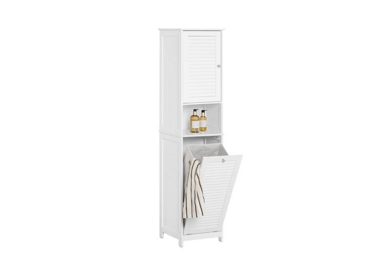 SoBuy Hochschrank BZR124 Badezimmerschrank mit Wäschesack Wäscheschrank Badezimmermöbel von SoBuy