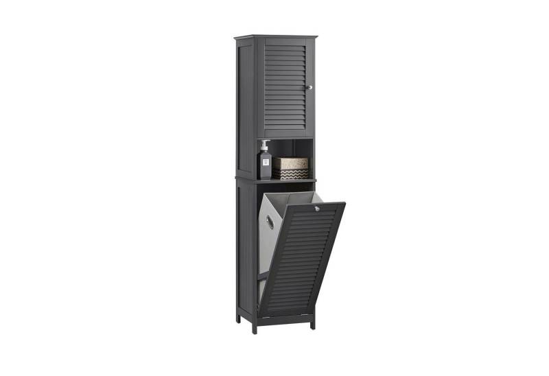 SoBuy Hochschrank BZR124 Badezimmerschrank mit Wäschesack Wäscheschrank Badezimmermöbel von SoBuy