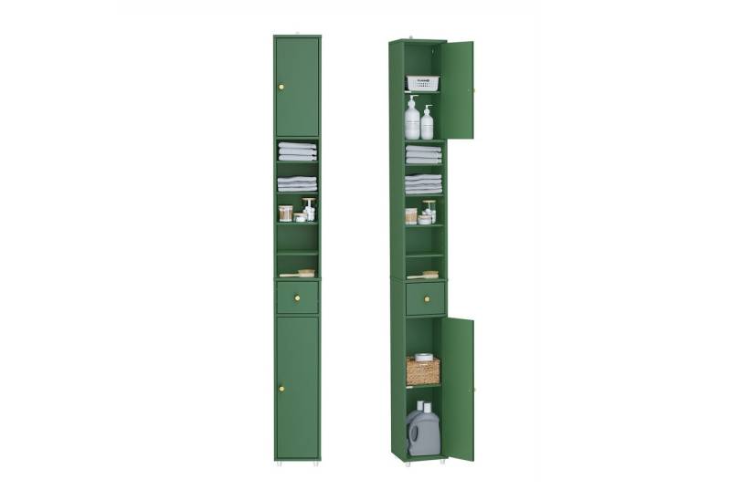 SoBuy Hochschrank BZR34, Badschrank schmal, Badezimmermöbel, Wasserabweisender Badzimmerschrank mit verstellbare Ablagen Badkommode schmal Badezimmer von SoBuy