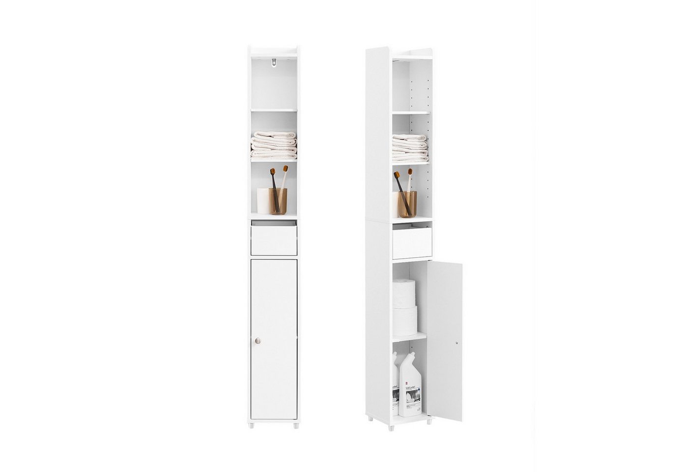 SoBuy Hochschrank BZR34-K, Badschrank schmal, Badezimmermöbel, Wasserabweisender Badzimmerschrank mit verstellbare Ablagen Badkommode schmal Badezimmer SoBuy Hochschrank BZR34-K, Badschrank schmal, Badezimmermöbel, Wasserabweisender Badzimmerschrank mit verstellbare Ablagen Badkommode schmal Badezimmer von SoBuy