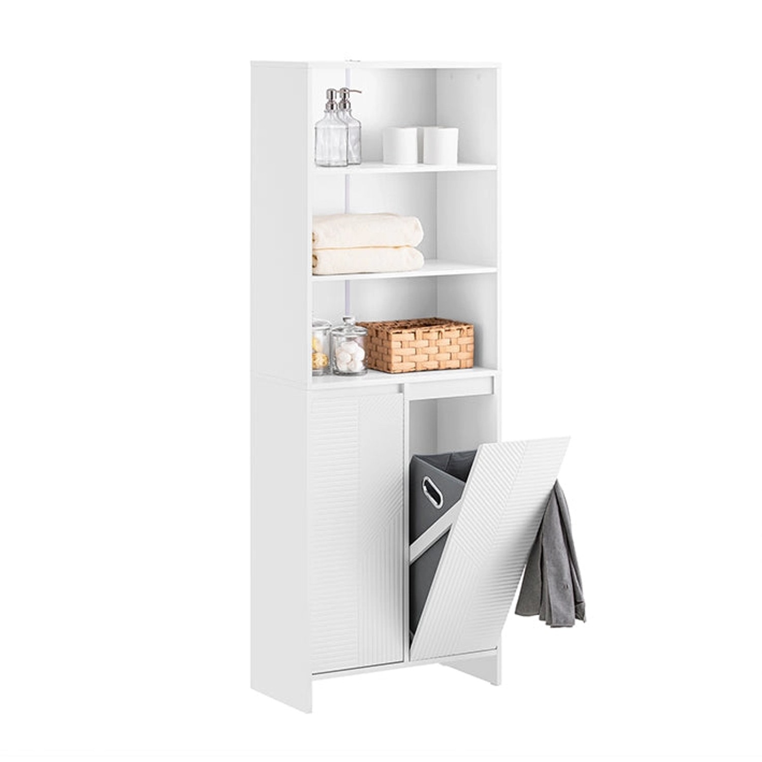 SoBuy Hochschrank Badschrank mit Wäschesack Wäscheschrank Weiß BZR155-W SoBuy Hochschrank Badschrank mit Wäschesack Wäscheschrank Weiß BZR155-W von SoBuy